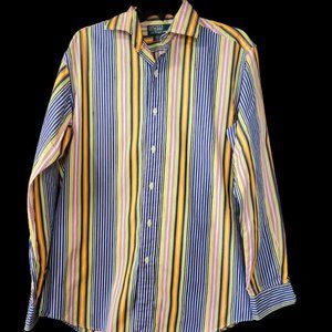 Polo By Ralph Lauren Westerton Men's Shirt Size Medium Blue Multi Color Striped